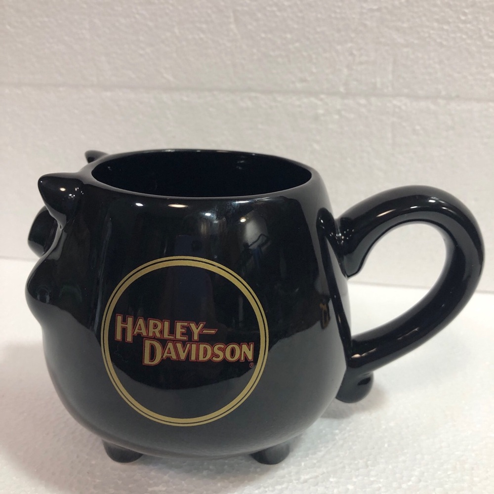VTG HARLEY-DAVIDSON Black "HOG" Pig Face Hd Logo Cup Mug